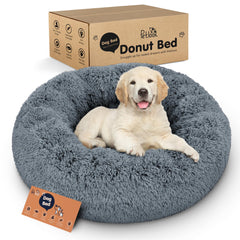 Petloox Donut Bed closeup showing ultra-soft plush fabric for cozy naps.
