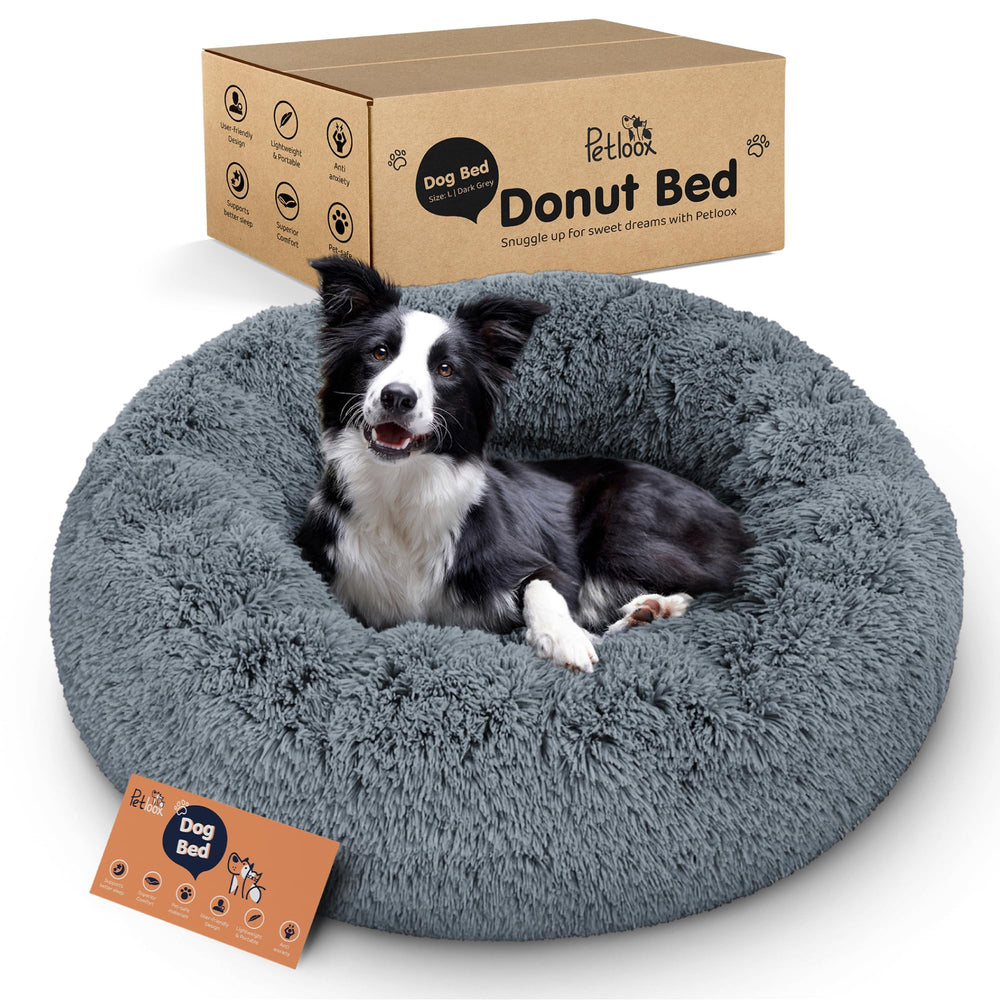 Petloox Donut Dog Bed closeup plush fabric for cozy naps