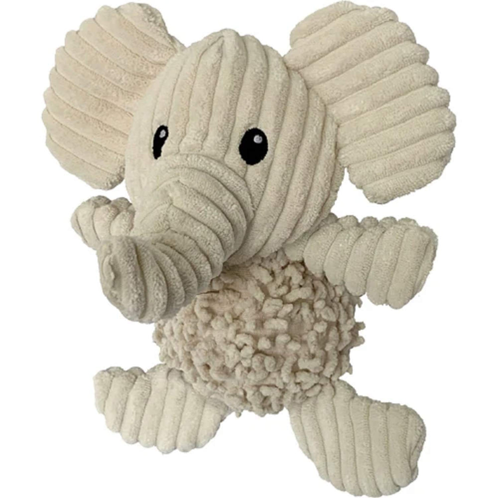 PetLou Durable Natural Nubby Plush Elephant toy with squeaker and crinkle for engaging play and companionship.