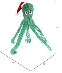 Pet Lou 16-inch Octopus plush with squeak and crinkle, boosts engagement during fetch or tug.