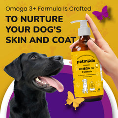 PetMade Omega-3 for Dogs coat-gloss close-up hints at shinier fur.