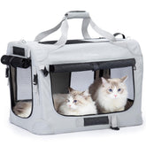 PetMasion XL cat carrier front view shows spacious interior for two cats during car trips