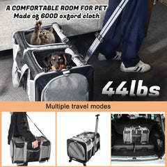 Petmarket cat carrier side pockets store food and water for quick trips.