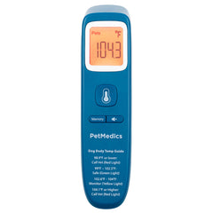 PetMedics thermometer with batteries and travel pouch included for on-the-go checks.