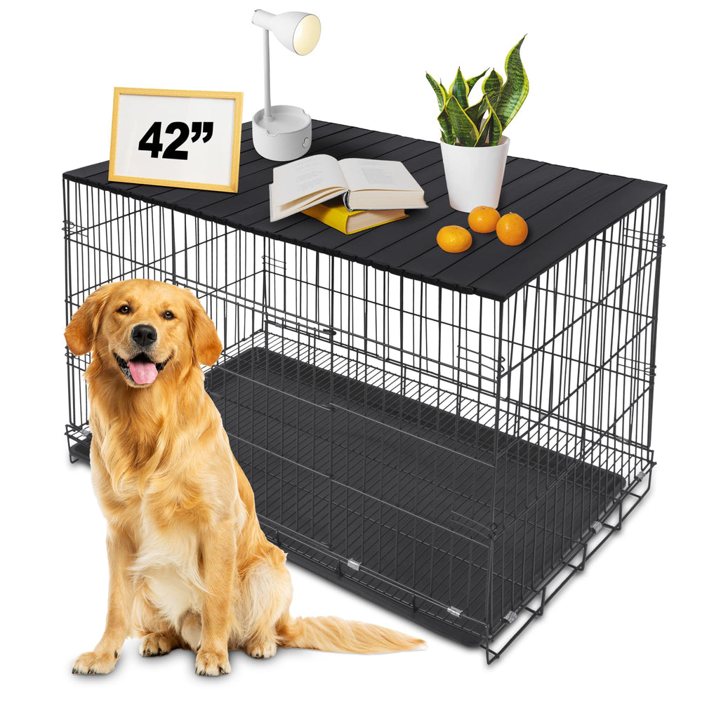 Petmystify Dog Crate Topper magnets secure the crate for stylish storage.