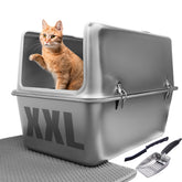 PETNAMIX XXL stainless steel litter box with lid for privacy and reduced tracking.