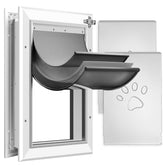 Petoasis 3-Flaps dog door shows rust-proof aluminum frame for durable outdoor use.