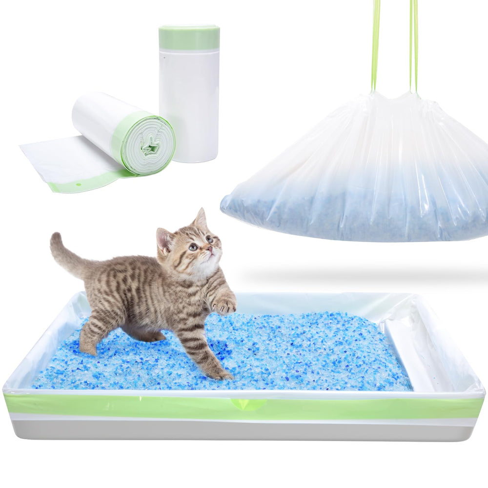 PETOCAT litter tray liner with drawstring top for tidy disposal