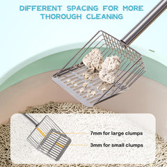 PETOCAT long-handle-litter-scoop enables hygienic cleaning without bending.