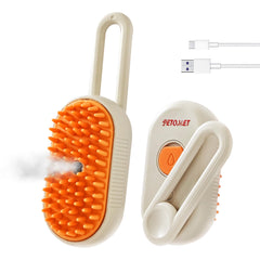 PETOMET 4-in-1 cat steam brush for complete grooming and detangling.