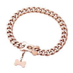 Petoo rose gold collar worn on small dog showing hip hop style and comfort