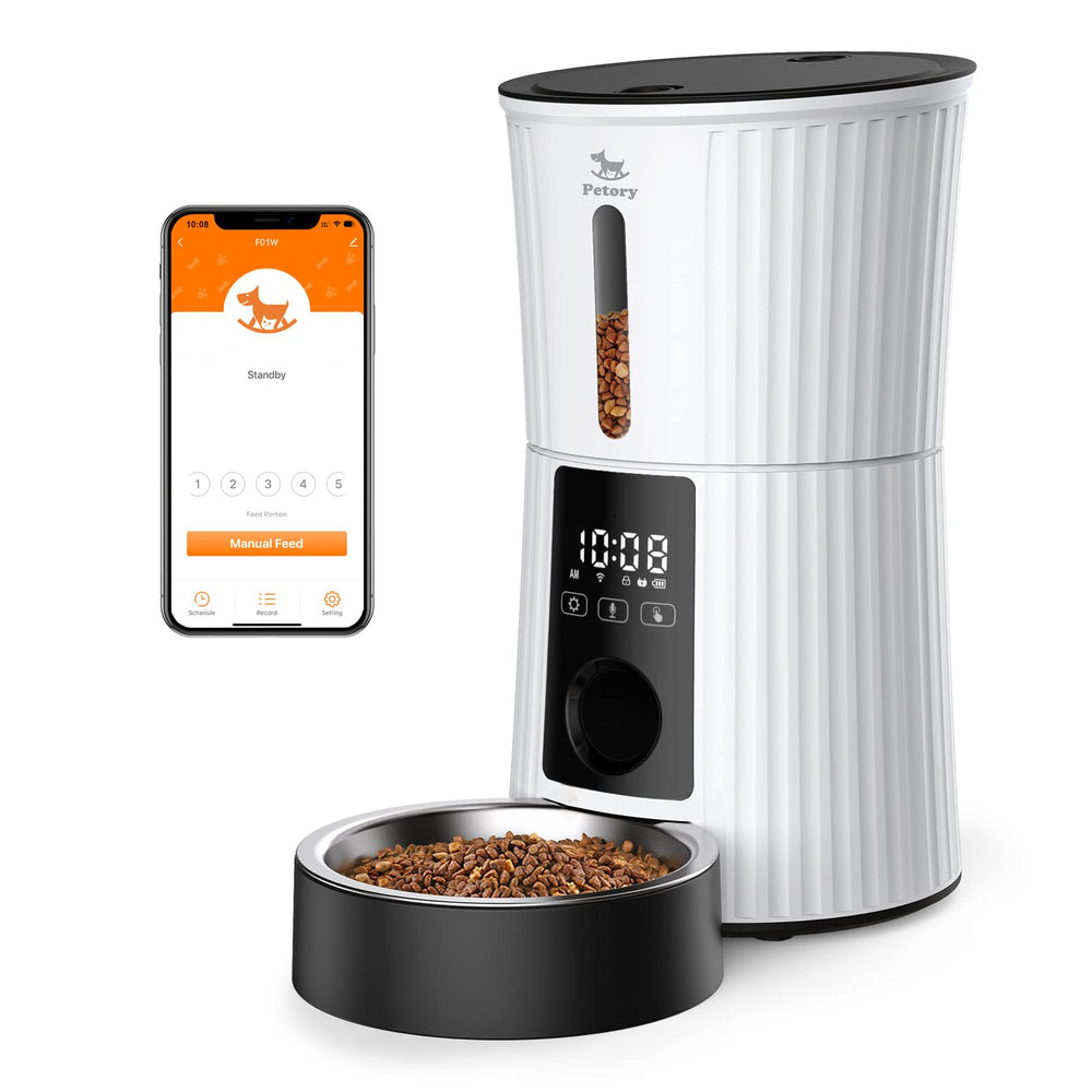 Petory automatic feeder front view for easy remote meal management