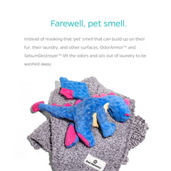 Pet Parents PetTergent dog-blanket-laundry shows odor reduction and fresh fabrics.