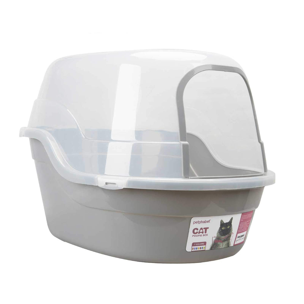 Petphabet Jumbo hooded litter box front view showing spacious interior for multi-cat use