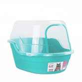 Petphabet jumbo hooded litter box teal top view showing roomy interior for multiple cats.