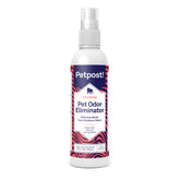 Petpost odor eliminator spray 8oz bottle, natural deodorizing solution for pets and home.