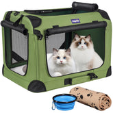 Petprsco large cat carrier setup shows easy folding and sturdy frame for travel.