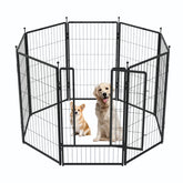 PETREEK dog playpen 36in setup demonstrates tool-free assembly for quick use.