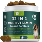 Petrivium dog multivitamin chewable front-pack view shows 120 chews for daily wellness.