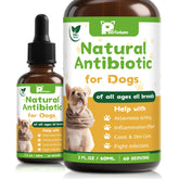 Petrivium natural antibiotics drops bottle supports pet health with herbal blend.