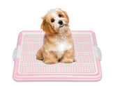 Pets-N-Me pink pee pad holder side view highlights portable design for small spaces