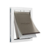 PetSafe Extreme Weather door exterior frame highlights durable aluminum construction.