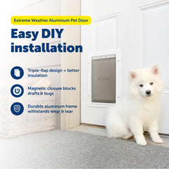 PetSafe Extreme Weather triple-flap closeup shows energy-saving barrier.