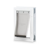 PetSafe Freedom aluminum door small white front view showing sturdy frame for active pets