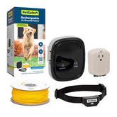 Petsafe transmitter shows yard boundary setup for safe, customizable containment.