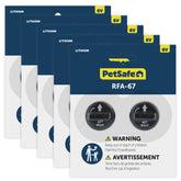 PetSafe RFA-67 6V battery pack closeup showing sturdy lithium cells for outdoor use.