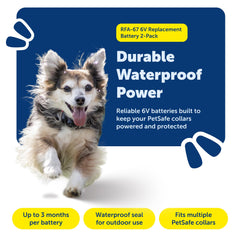 PetSafe RFA-67d-11 waterproof battery stands up to rain and splashes.