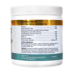 PetScy Itch & Allergy Plus Chews with moringa and turmeric for natural ingredient-powered support.