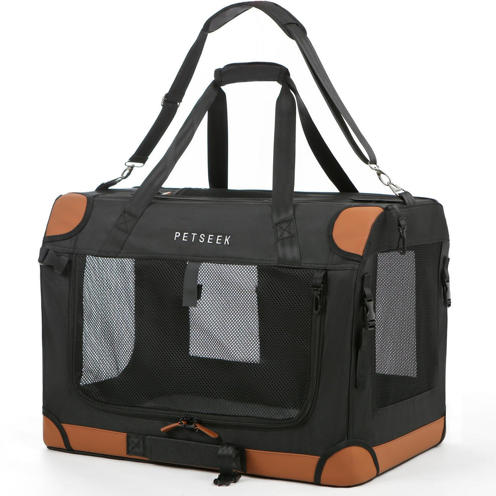 Petseek extra-large cat carrier exterior shows sturdy travel protection.