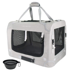Petseek Extra Large Cat Carrier Soft Sided exterior grey shows spacious design for multi-cat trips