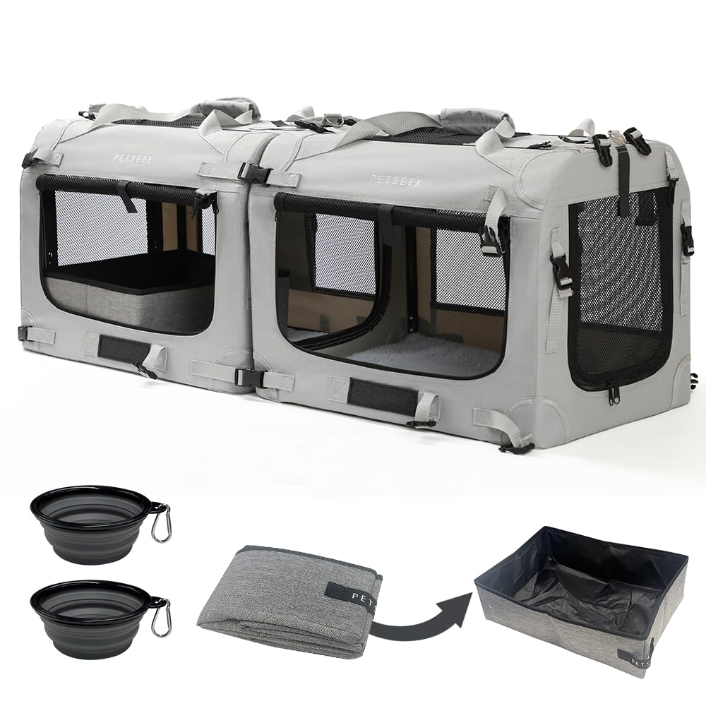 Petseek extra-large cat carrier soft-sided transport for two-cat travel