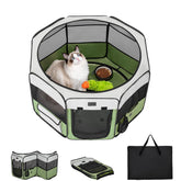 Petsfit 29in puppy playpen setup shows quick secure space for travel and home use.