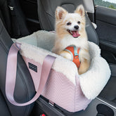PETSFIT cat car seat front view pink highlights secure fit for safe travels.