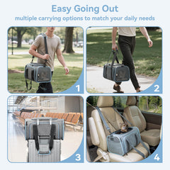Petsfit durable soft-sided carrier bottom base supports pets stably.