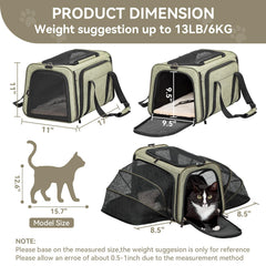 Petsfit expandable carrier fully expanded space lets pets stretch during travel