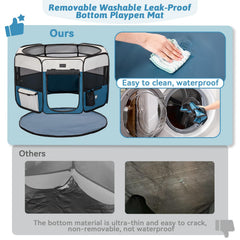 Petsfit portable dog playpen 36in side view highlights stable hexagonal frame for travel.