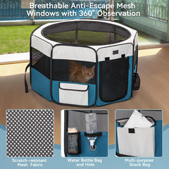 Petsfit playpen zippered panoramic roof offers ventilation or enclosed warmth.