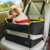 Petsfit small dog car seat with patented safety buckles for secure travel.