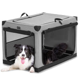 Petsfit soft sided dog crate setup shows quick assembly for on the go transport