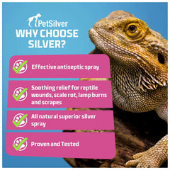 PetSilver Reptile Wound Spray closeup shows chelated silver formula