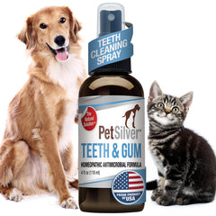 PetSilver Teeth & Gum Spray bottle for at-home dental care and fresh breath.