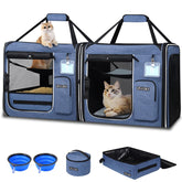 Petskd 2-in-1 double cat carrier front view ideal for traveling with two cats
