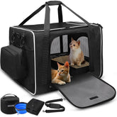 Petskd extra-large cat carrier front view, roomy travel space for traveling pets.