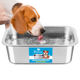 Petslucent stainless steel dog water bowl; 1.25-gallon capacity for extended hydration on adventures.
