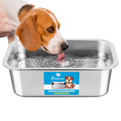 Petslucent stainless steel dog water bowl; 1.25-gallon capacity for extended hydration on adventures.