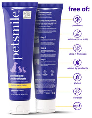 Petsmile Calprox formula close-up demonstrates plaque and tartar control potential